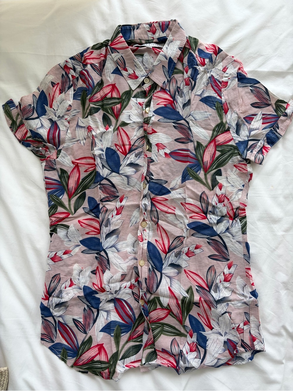 Parke & Ronen Floral Button-Down Shirt in Pink, Blue, Red, Green